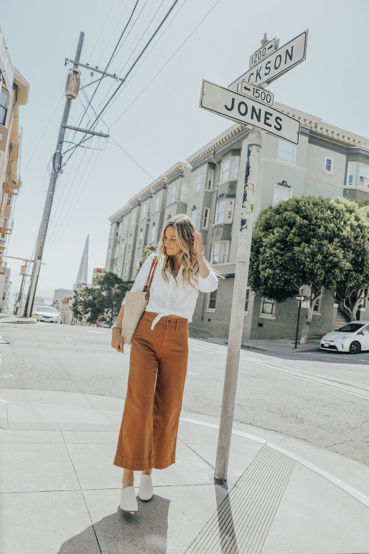 madewell outfit wide leg crop jeans in san francisco